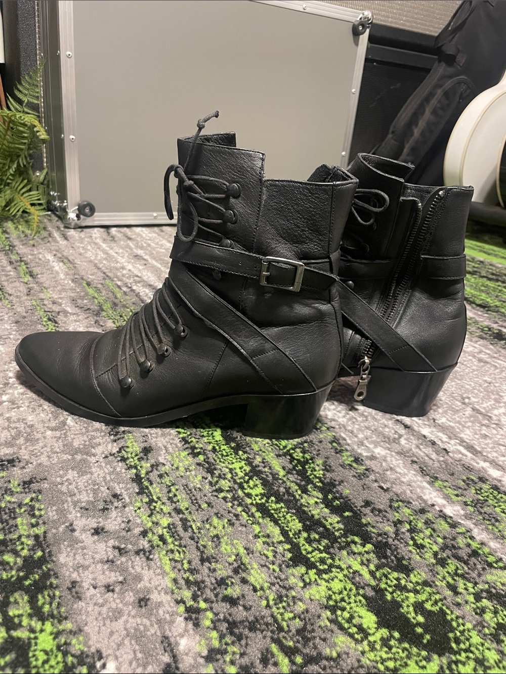 Modern Vice Black Lace-Up Ankle Boots with Buckle Detail - Women